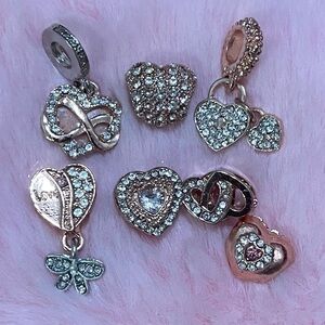 7 Sparkling Heart Collection Charm Bundle Sets / Not Pandora